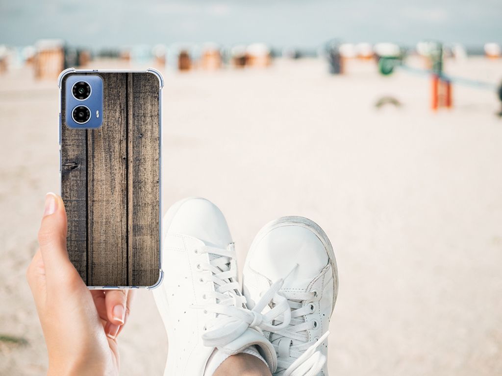 Motorola Moto G34 Stevig Telefoonhoesje Steigerhout B2C Telecom