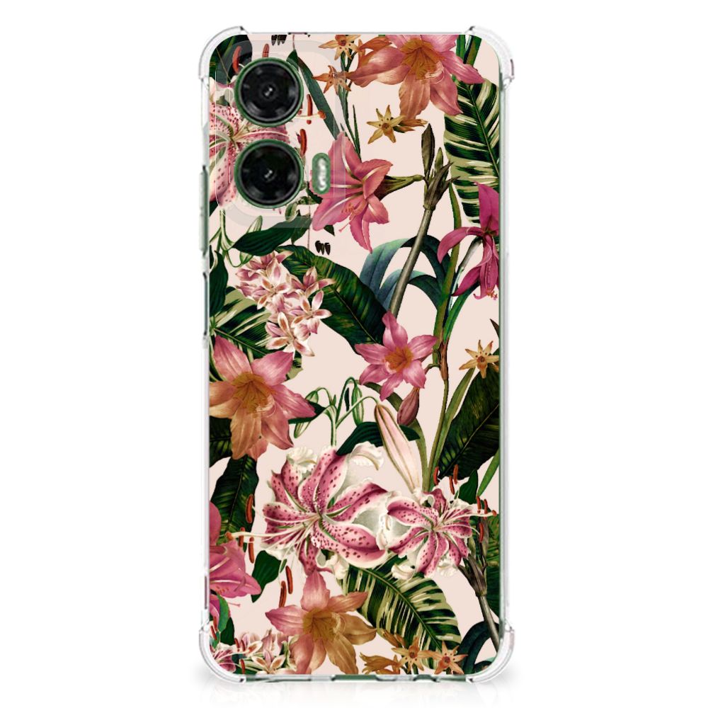 Motorola Moto G35 Case Flowers bloemen design achterkant