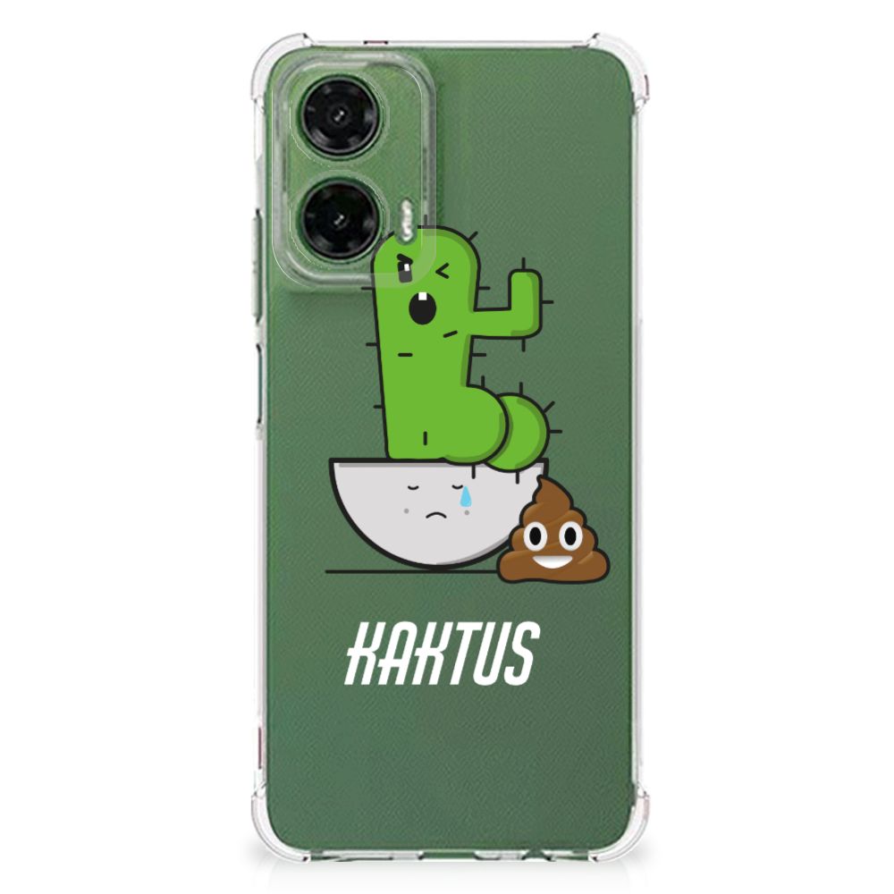 Motorola Moto G35 Stevig Bumper Hoesje Cactus Poo telefoonhoesje cactus ontwerp voorkant