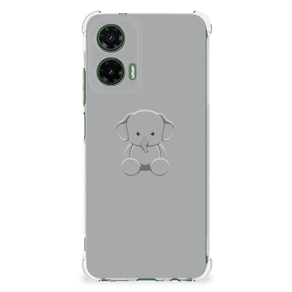 Motorola Moto G35 Stevig Bumper Hoesje Grijs Baby Olifant achterkant