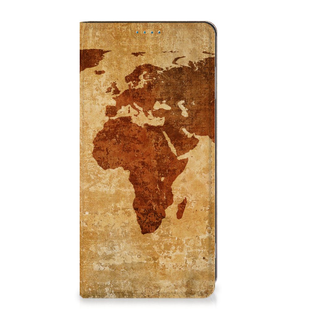 Motorola Moto G53 Book Cover Wereldkaart wereldkaart bruin design voorzijde