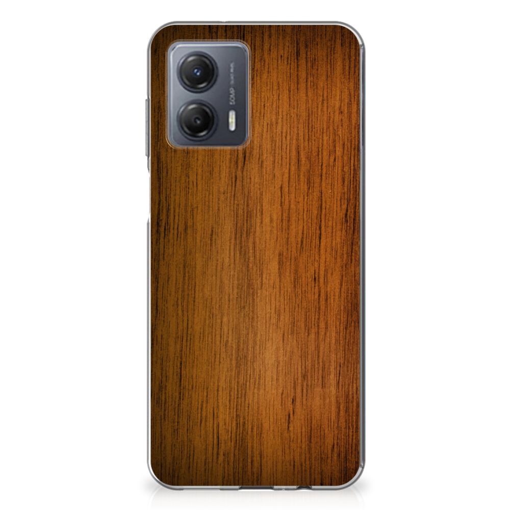 Motorola Moto G53 Bumper Hoesje Donker Hout TPU case achterkant donker hout structuur
