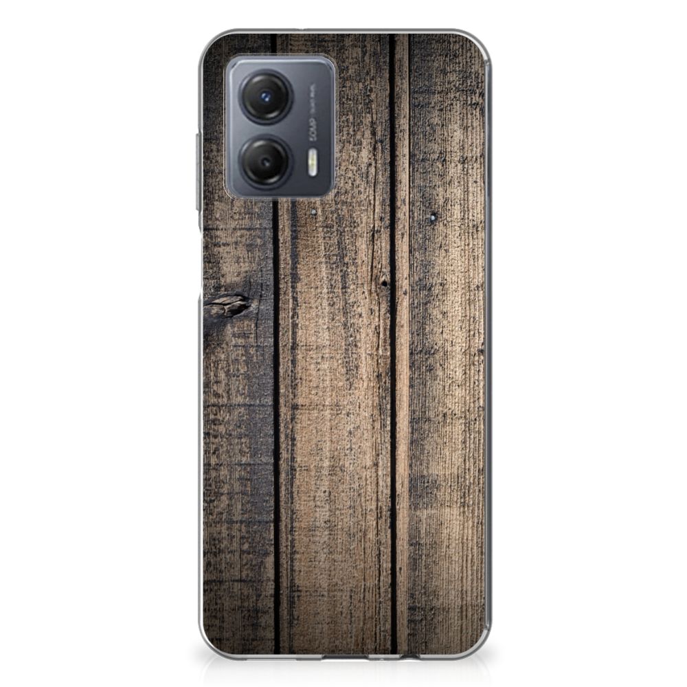 Motorola Moto G53 Bumper Hoesje Steigerhout steigerhout design achterkant