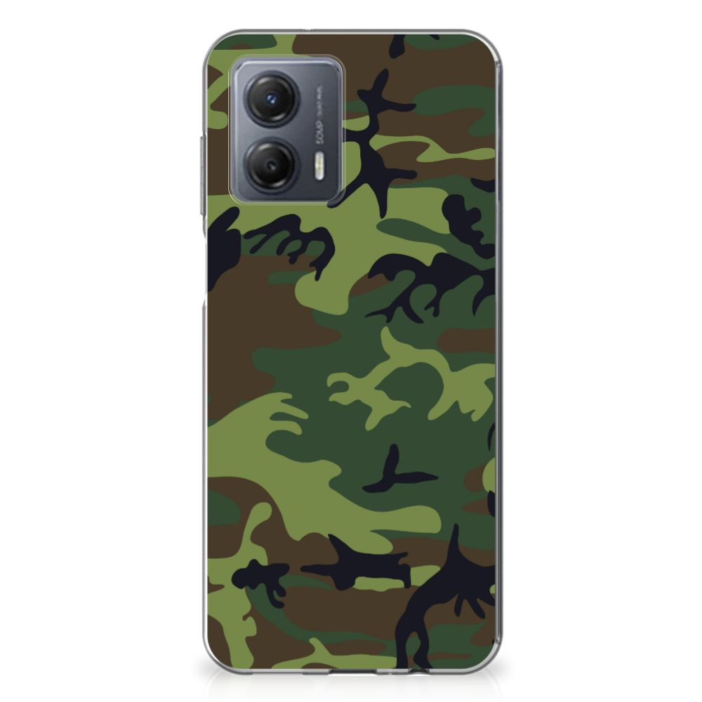 Motorola Moto G53 TPU bumper Army Dark camouflage ontwerp achteraanzicht
