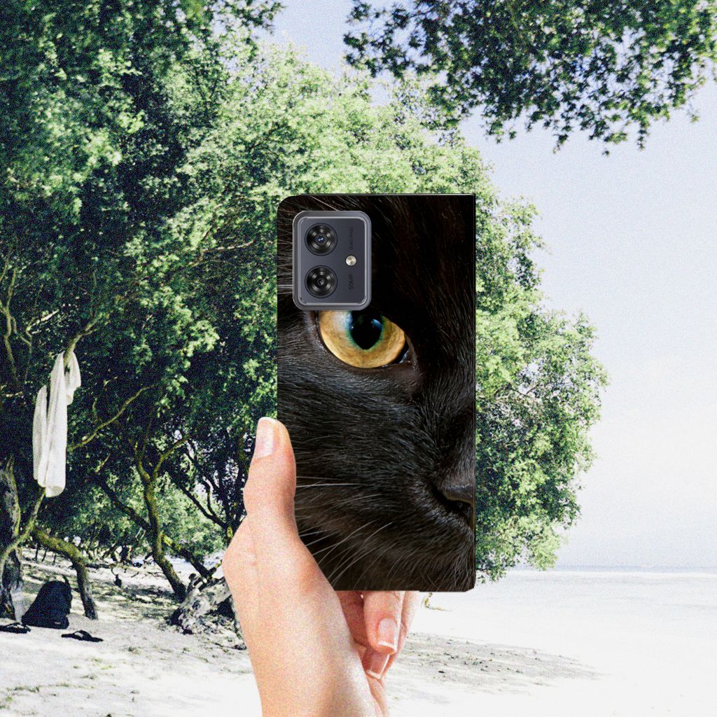 Motorola Moto G54 Hoesje maken Zwarte Kat design zwarte kat hand strand