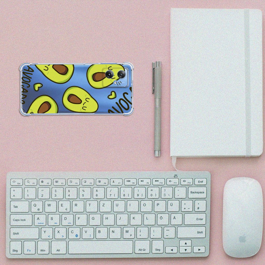 Motorola Moto G54 Stevig Bumper Hoesje Avocado Singing bovenaanzicht