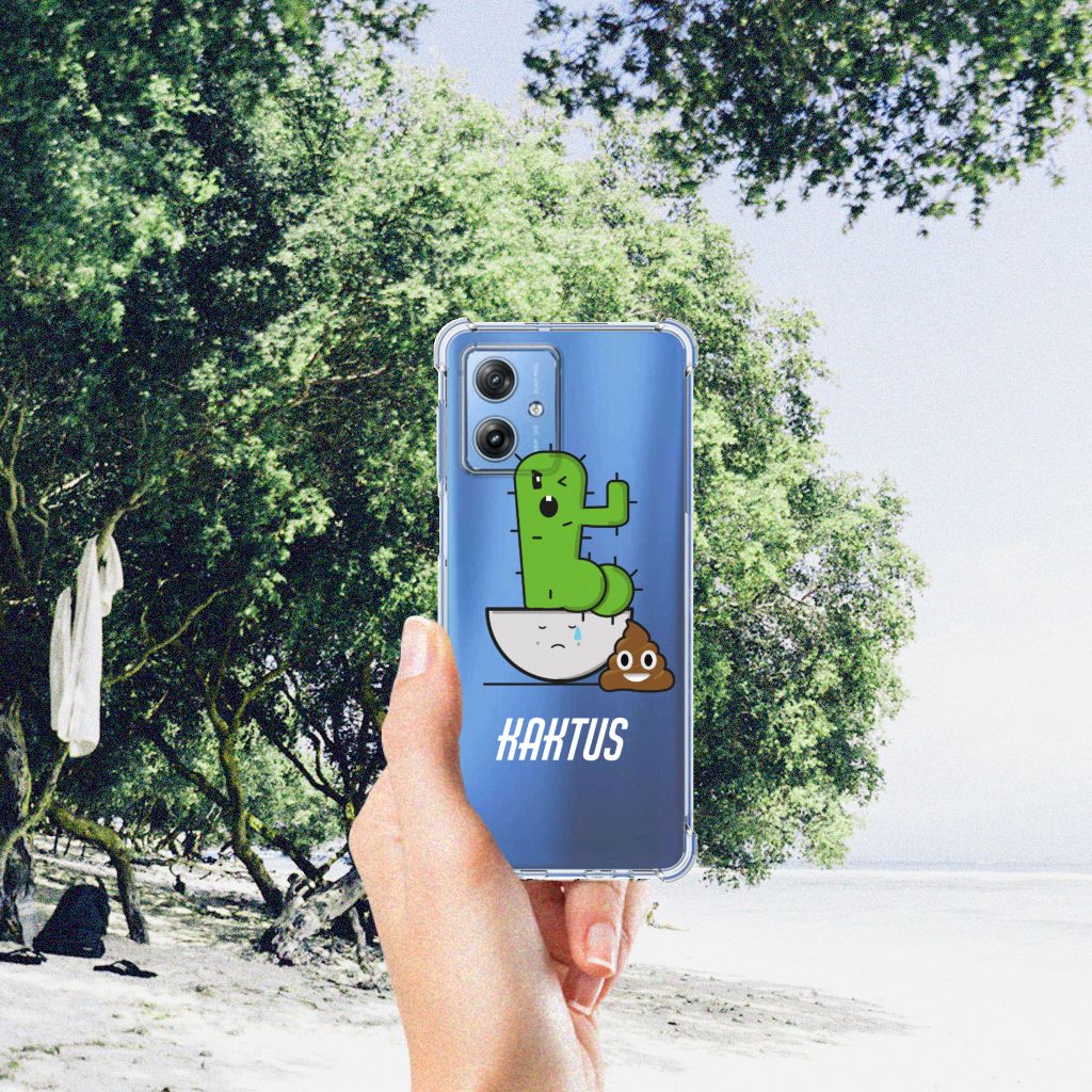 Motorola Moto G54 Stevig Bumper Hoesje Cactus Poo met kleurrijk cactusdesign đĩ, ideaal voor bescherming en gebruiksgemak.