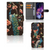 Motorola Moto G54 Telefoonhoesje met Pasjes Pauw met Bloemen design pauw bloemen aanzicht