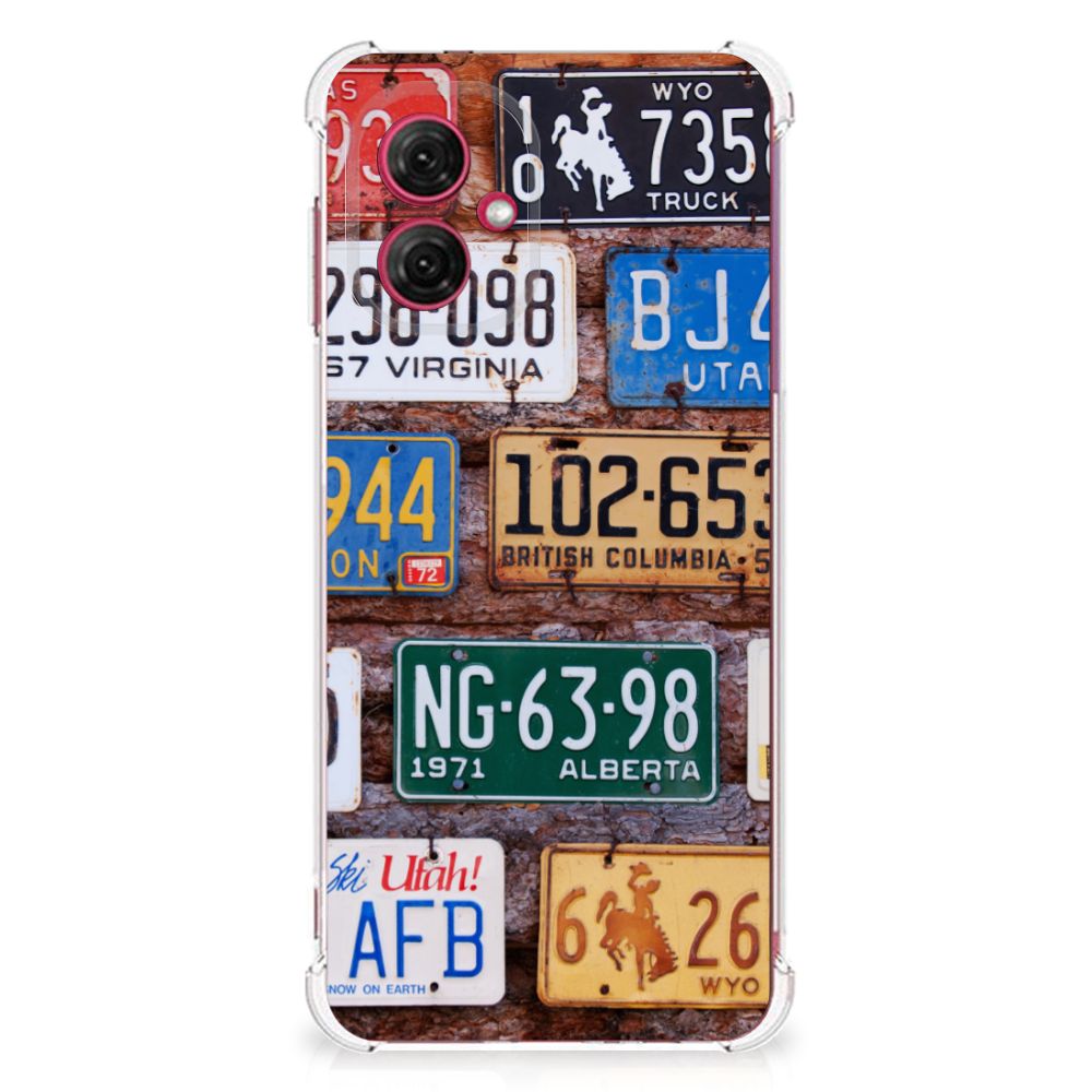 Motorola Moto G55 Anti-shock Hoesje met foto Kentekenplaten design achterkant