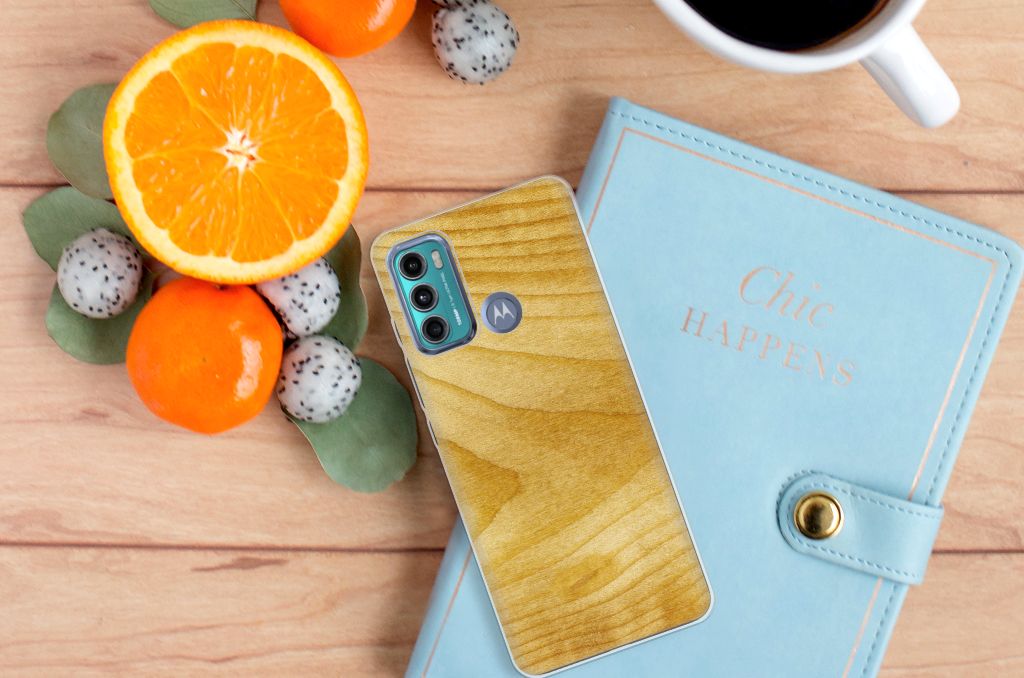 Motorola Moto G60 Bumper Hoesje Licht Hout design Licht Hout achterkant