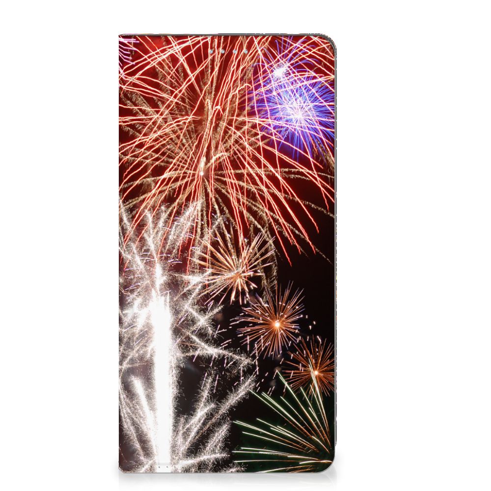 Motorola Moto G72 Hippe Standcase Vuurwerk siervuurwerk design aanzicht