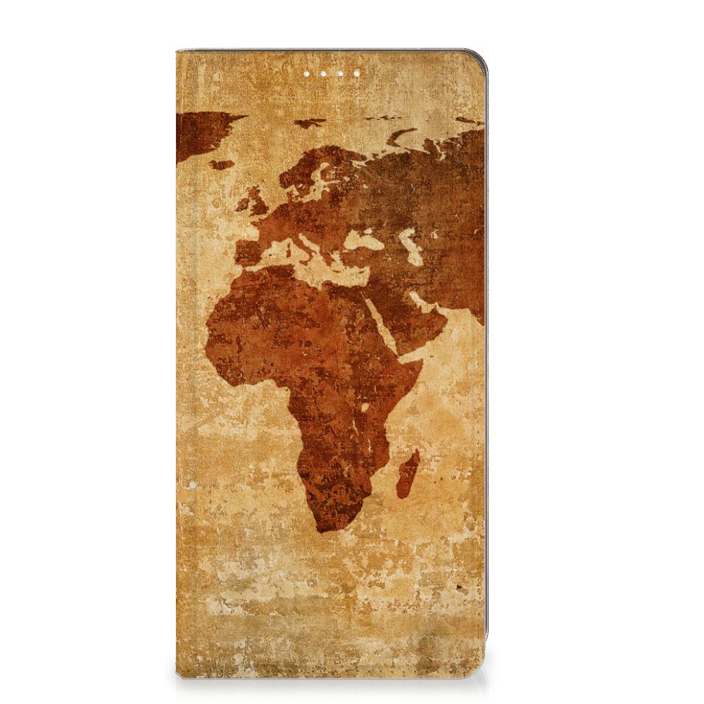 Motorola Moto G73 Book Cover Wereldkaart wereldkaart bruin design voorkant