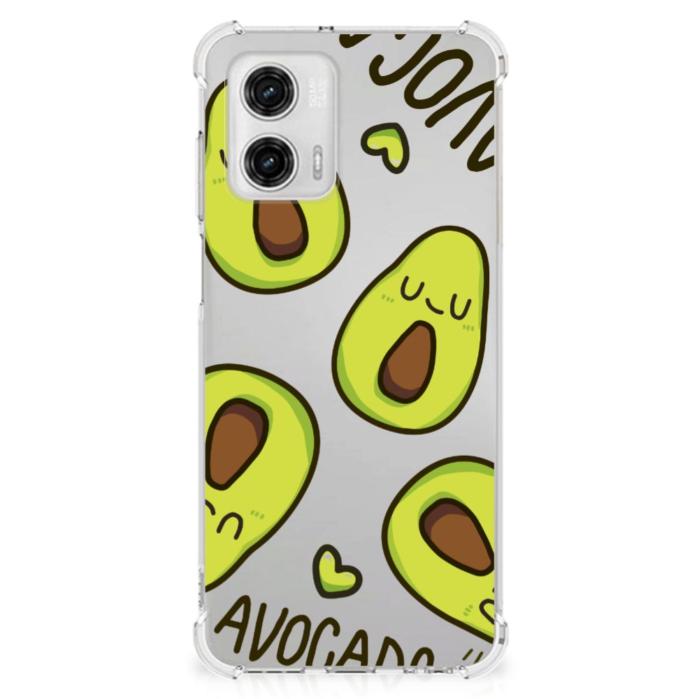 Motorola Moto G73 Stevig Bumper Hoesje Avocado Singing telefoonhoesje avocado design aanzicht