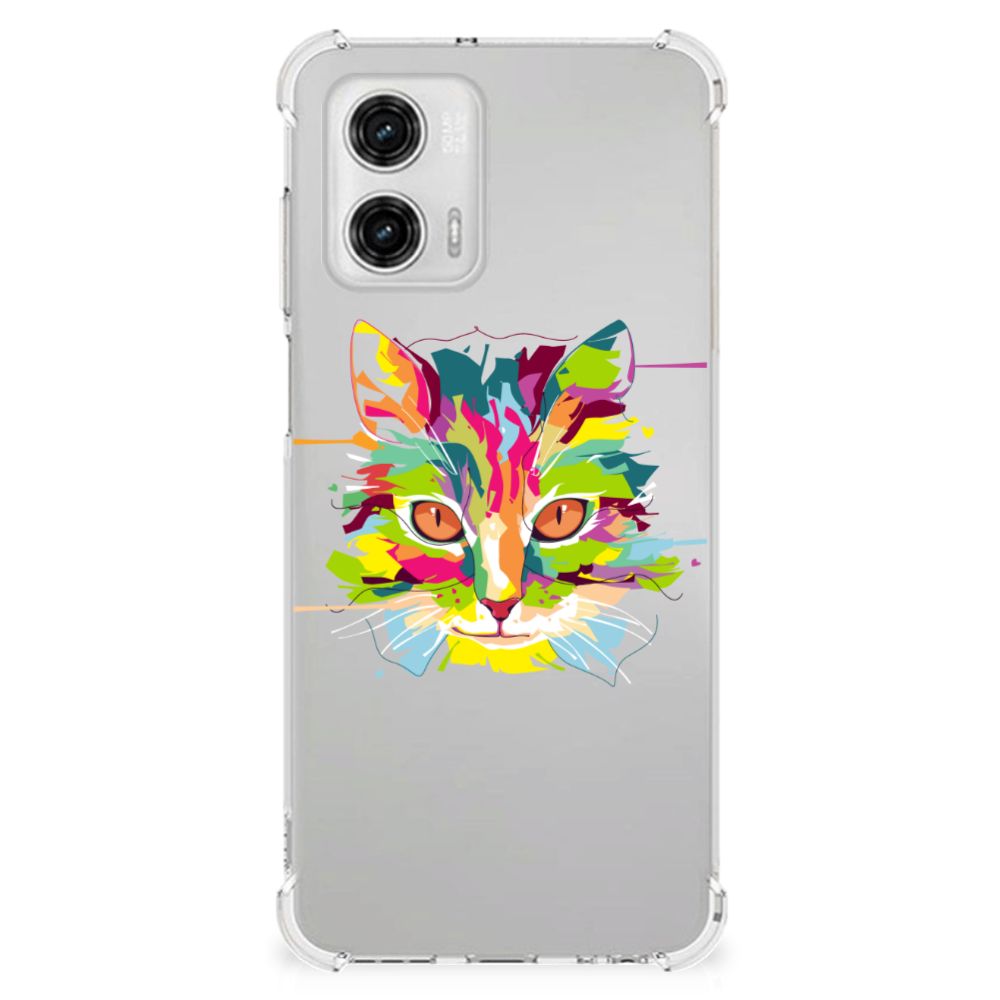 Motorola Moto G73 Stevig Bumper Hoesje Cat Color achterkant