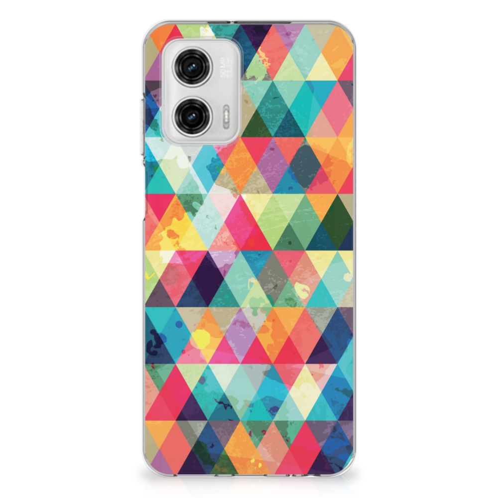 Motorola Moto G73 TPU bumper Geruit design geruit aanzicht