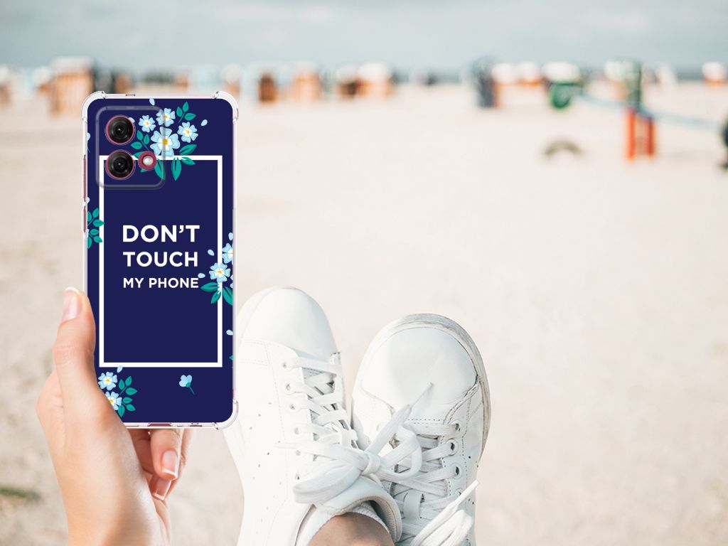 Motorola Moto G84 Anti Shock Case Flowers Blue DTMP telefoonhoesje aanzicht