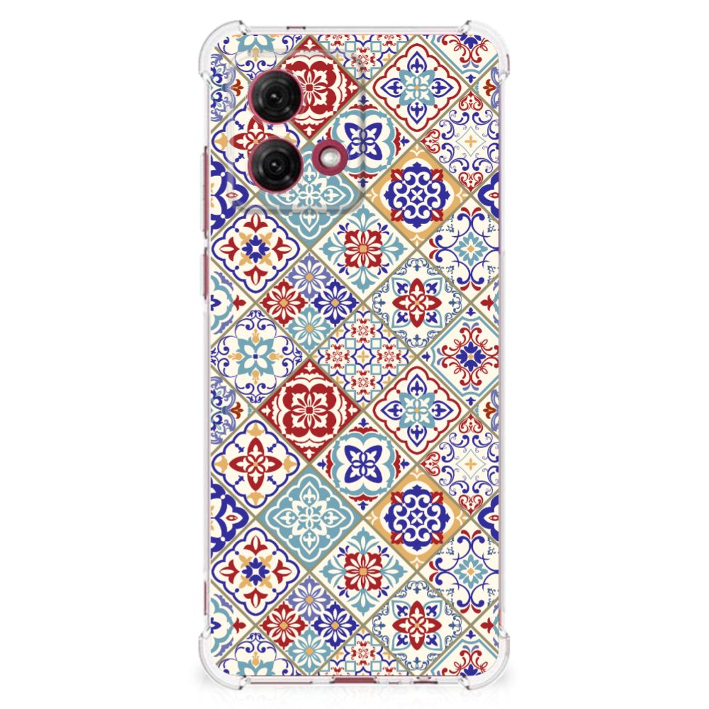 Motorola Moto G84 Anti-Shock Hoesje Tiles Color met kleurrijk tegelmotief voor perfecte bescherming đ¨