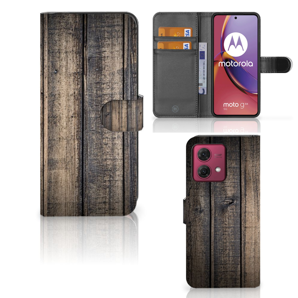 Motorola Moto G84 Book Style Case Steigerhout