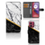 Motorola Moto G84 Bookcase Marmer Wit Zwart design marmer voorzijde zijkant binnenkant