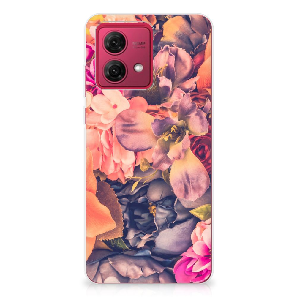 Motorola Moto G84 TPU Case Bosje Bloemen bloemen felkleurig floreal design achterkant