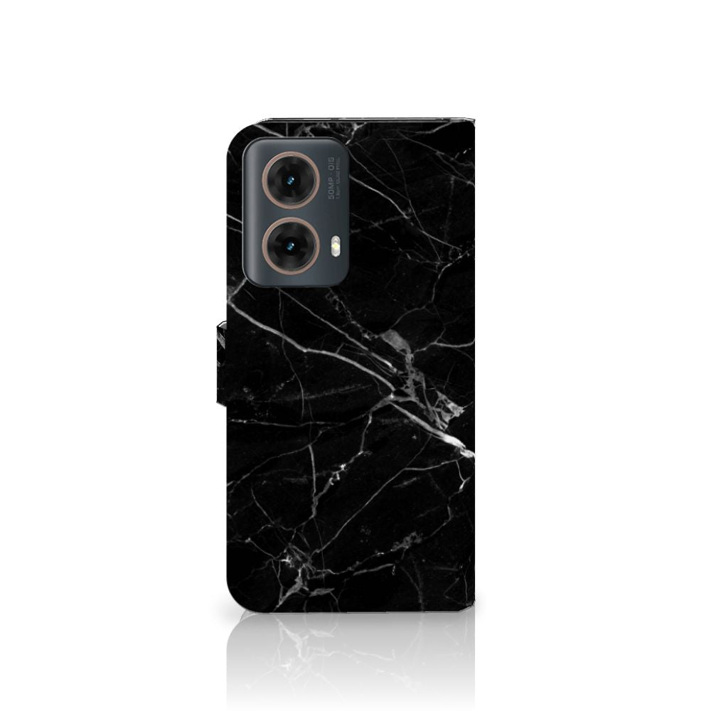 Motorola Moto G85 Bookcase Marmer Zwart bookcase zwart marmer achterkant