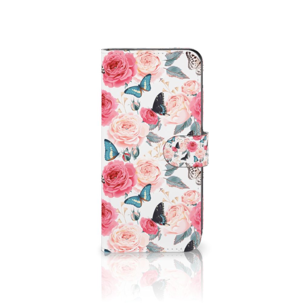 Motorola Moto G85 Hoesje Butterfly Roses boekhoes design vlinders rozen aanzicht