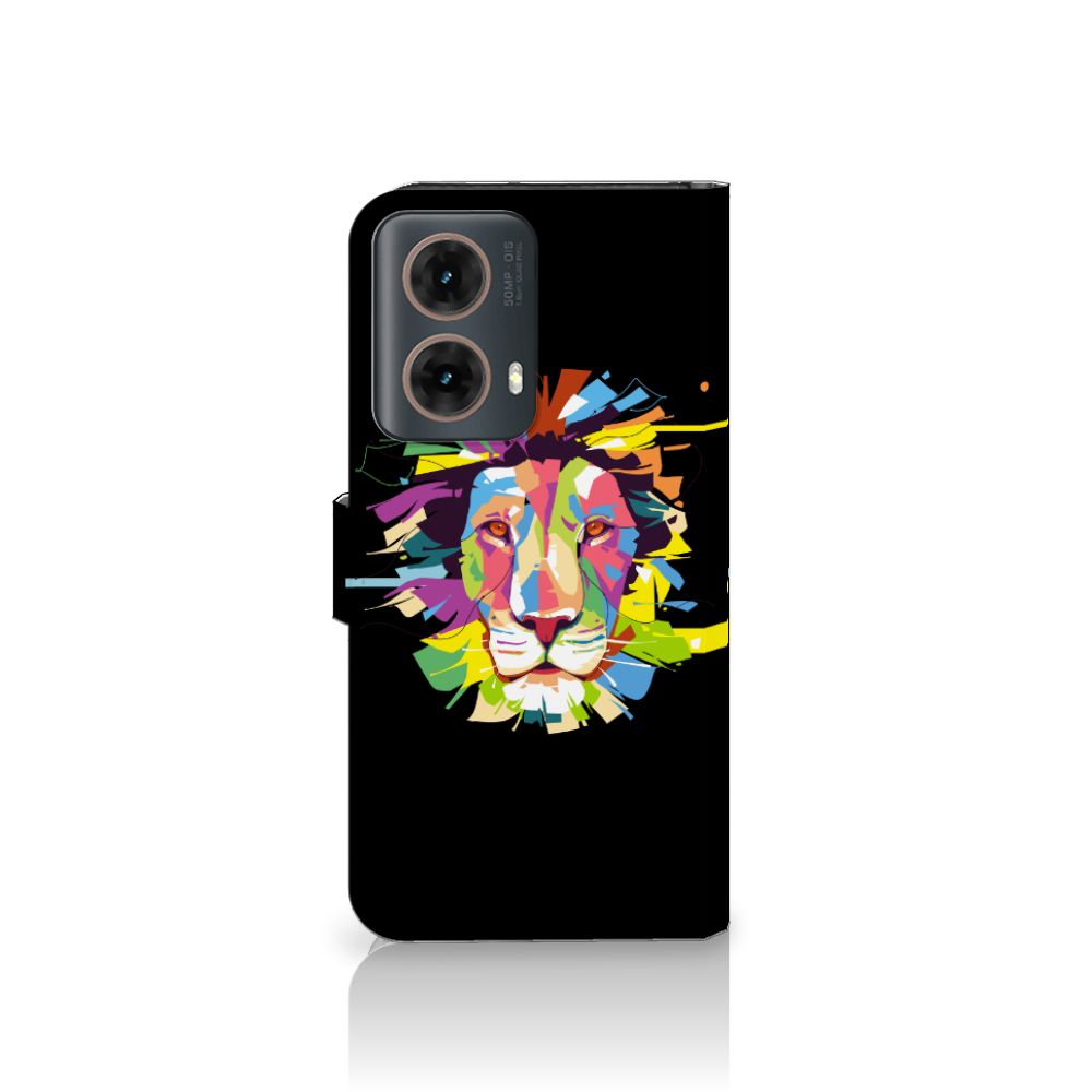 Motorola Moto G85 Leuk Hoesje Lion Color design front