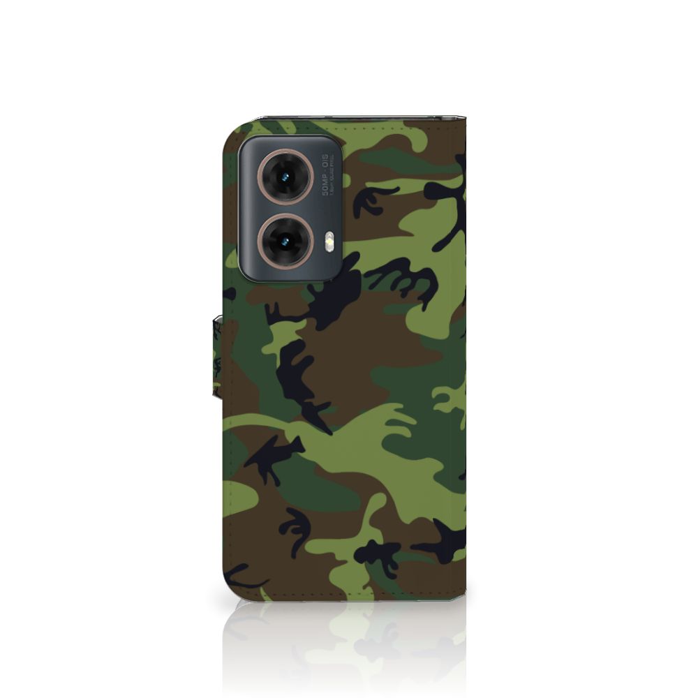 Motorola Moto G85 Telefoon Hoesje Army Dark telefoonhoesje camouflage groen zwart aanzicht