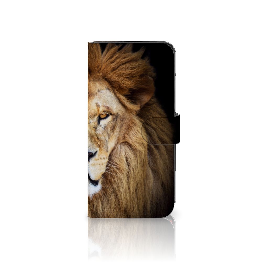 Motorola Moto G85 Telefoonhoesje met Pasjes Leeuw design leeuw aanzicht