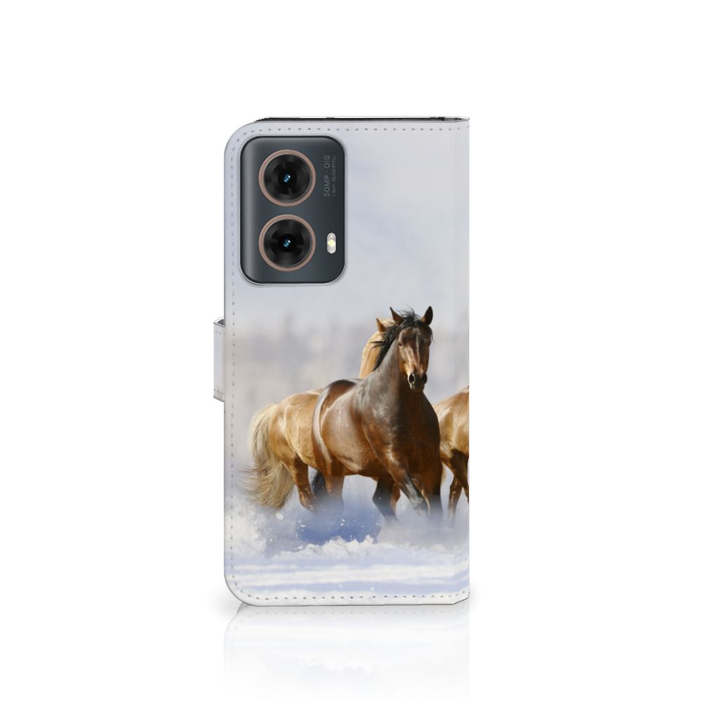 Motorola Moto G85 Telefoonhoesje met Pasjes Paarden paarden design voorkant