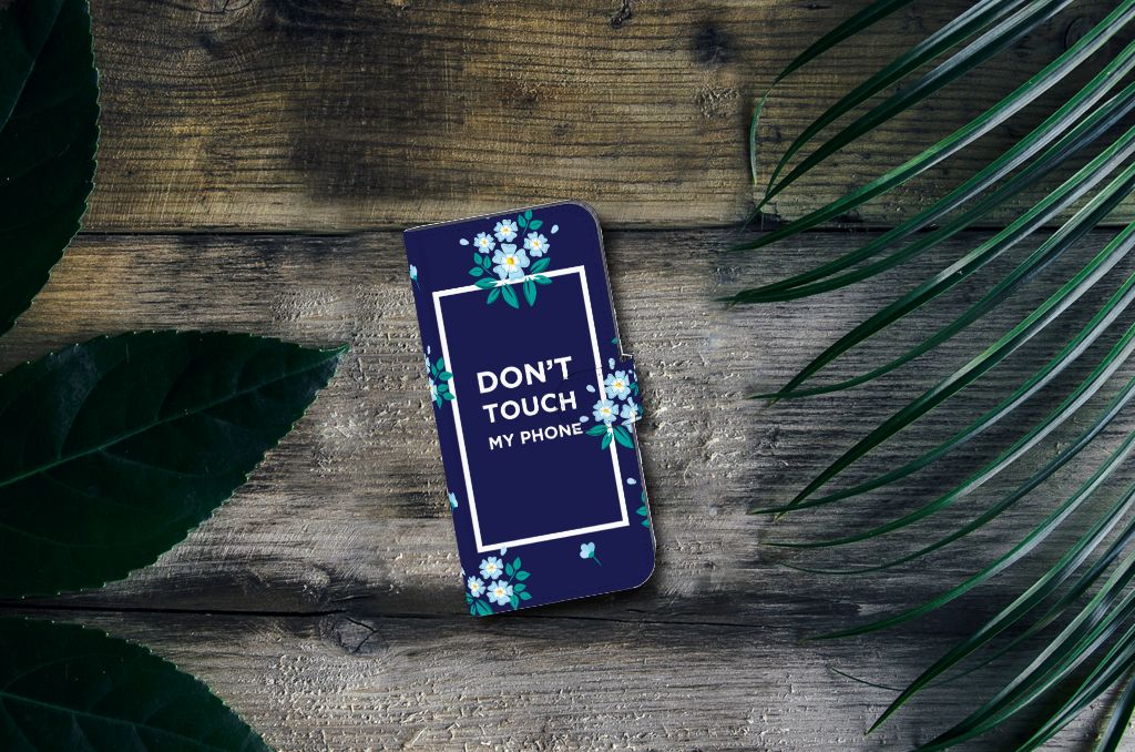 Nokia C12 Portemonnee Hoesje Flowers Blue DTMP design bloemen donkerblauw