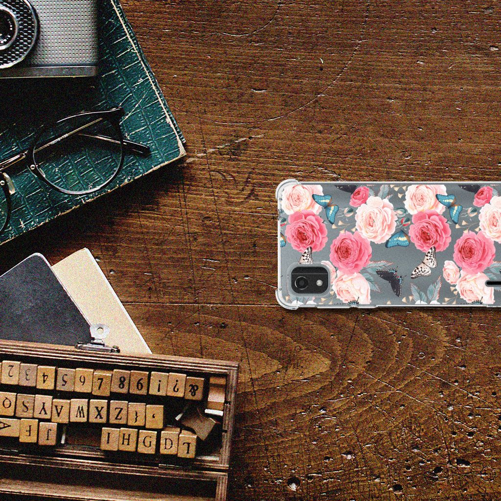 Nokia C2 2nd Edition Case Butterfly Roses bloemen design bovenaanzicht