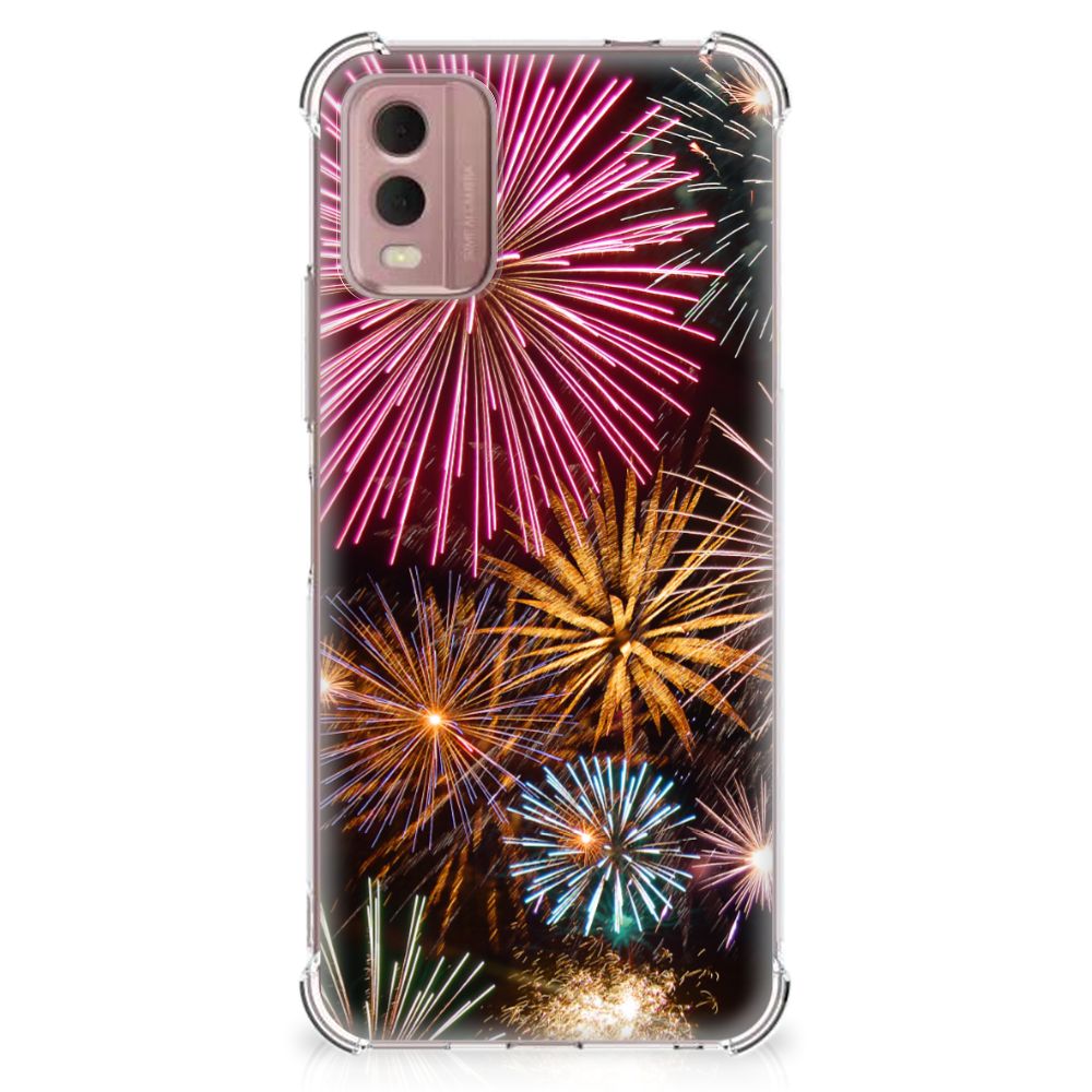 Nokia C32 Anti Shock Bumper Case Vuurwerk vuurwerk design voorkant