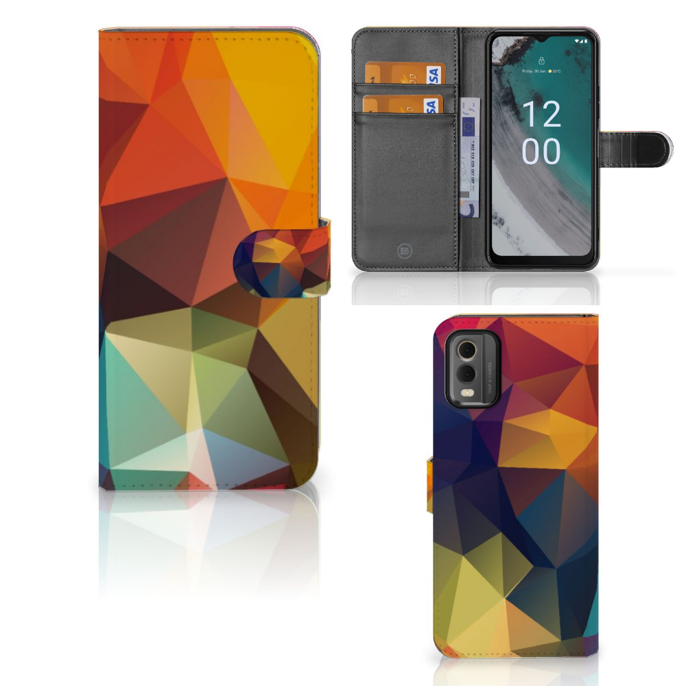 Nokia C32 Book Case Polygon Color design asymmetrisch kleurrijk