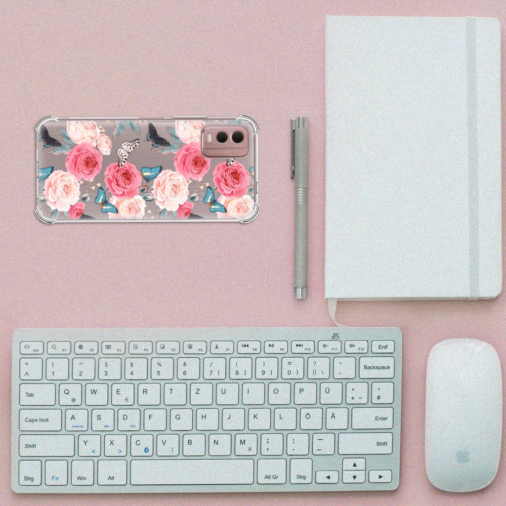 Nokia C32 Case Butterfly Roses B2C Telecom