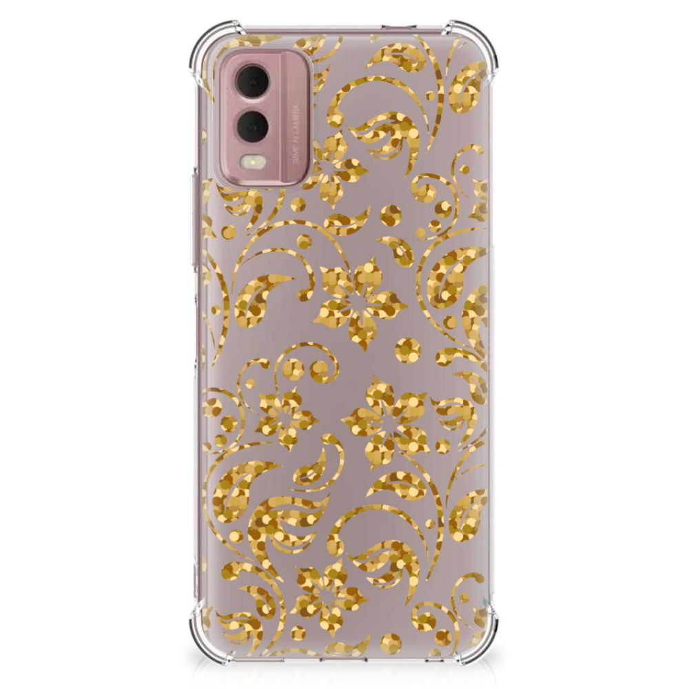 Nokia C32 Case Gouden Bloemen B2C Telecom