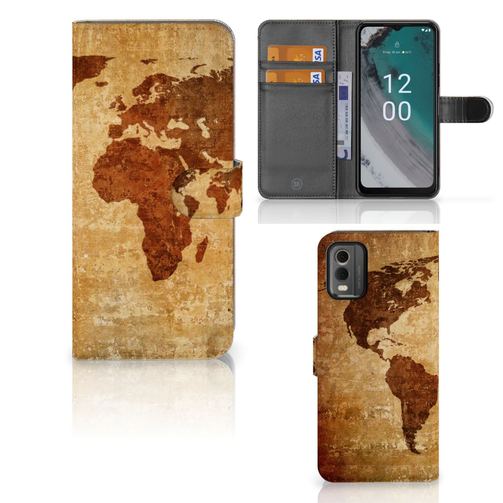 Nokia C32 Flip Cover Wereldkaart met stijlvolle wereldkaart design, perfect als cadeau voor reizigers đ.