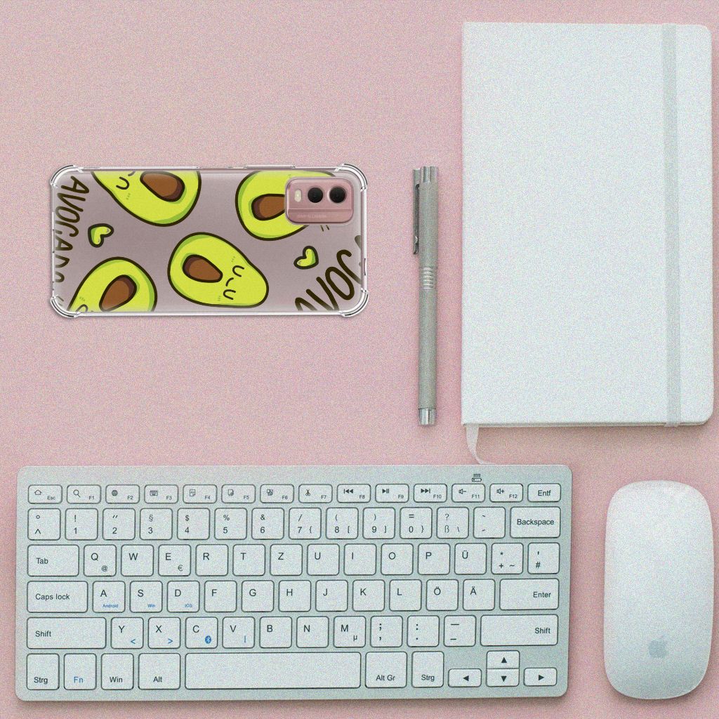 Nokia C32 Stevig Bumper Hoesje Avocado Singing bovenaanzicht