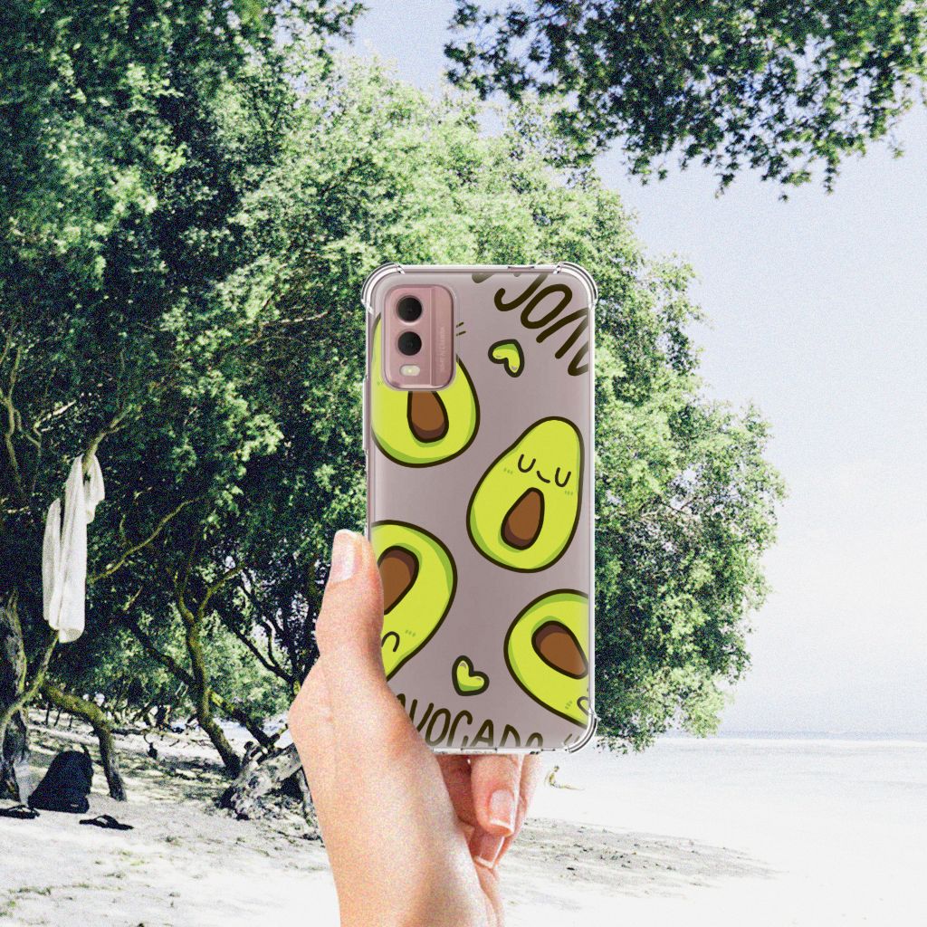 Nokia C32 Stevig Bumper Hoesje Avocado Singing telefoonhoesje avocado design hand