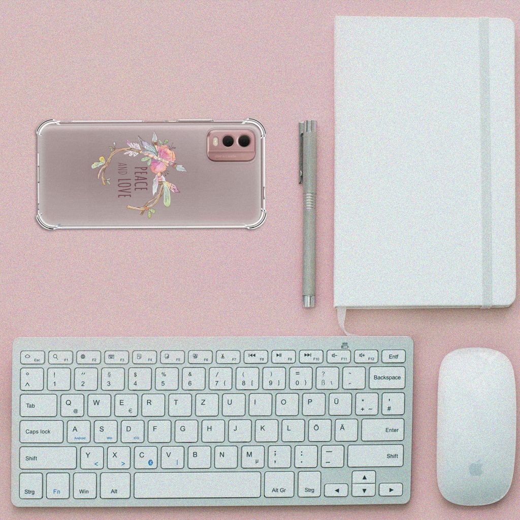 Nokia C32 Stevig Bumper Hoesje Boho Text B2C Telecom