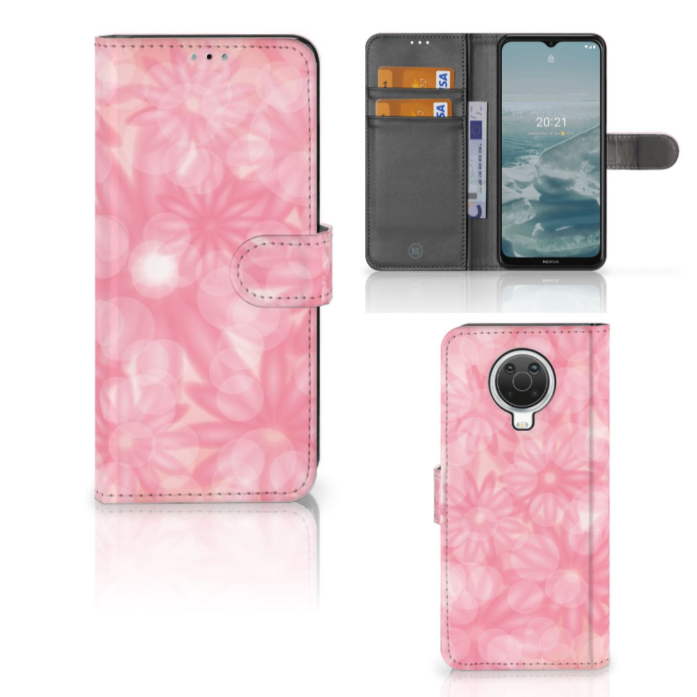 Nokia G10 | G20 Hoesje Spring Flowers telefoonhoesje roze bloemen aanzicht