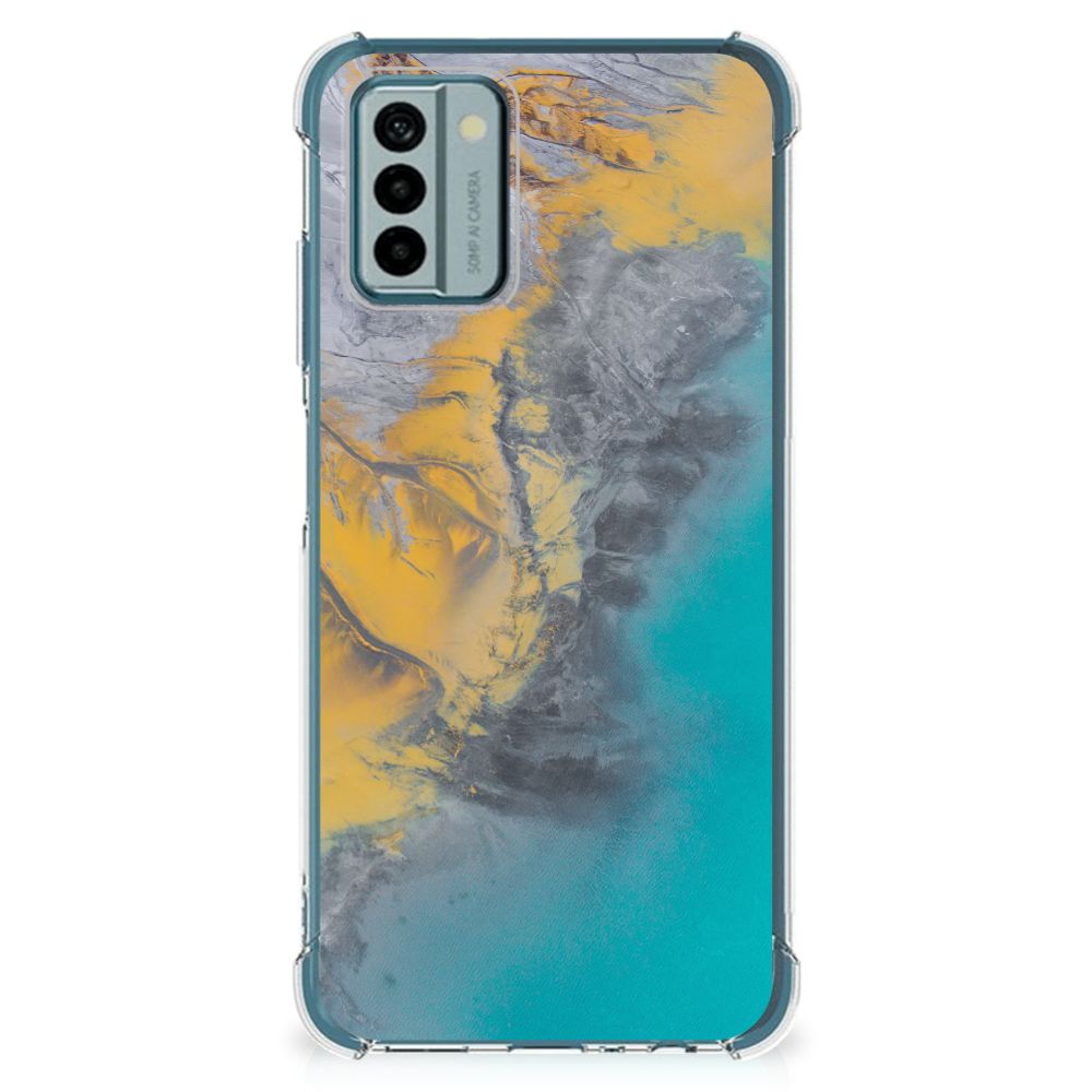 Nokia G22 Anti-Shock Hoesje Marble Blue Gold B2C Telecom