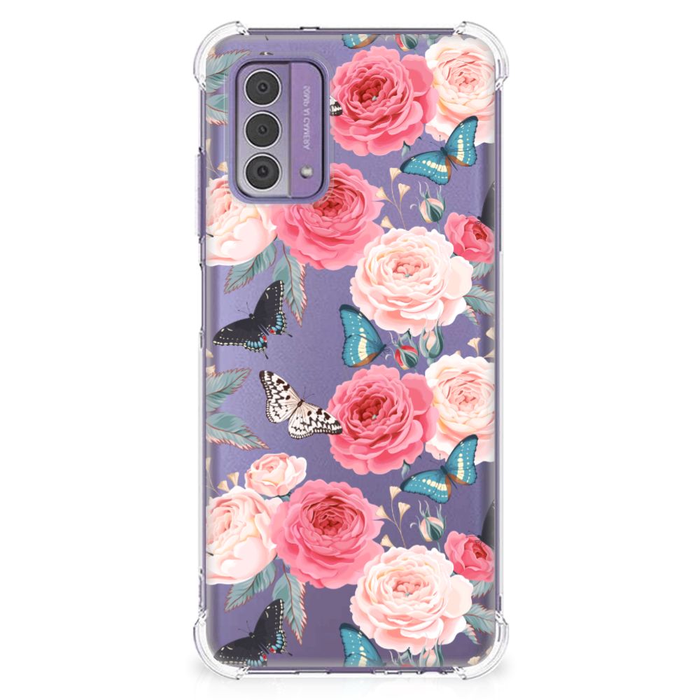 Nokia G42 Case Butterfly Roses telefoonhoesje Butterfly Roses bovenaanzicht