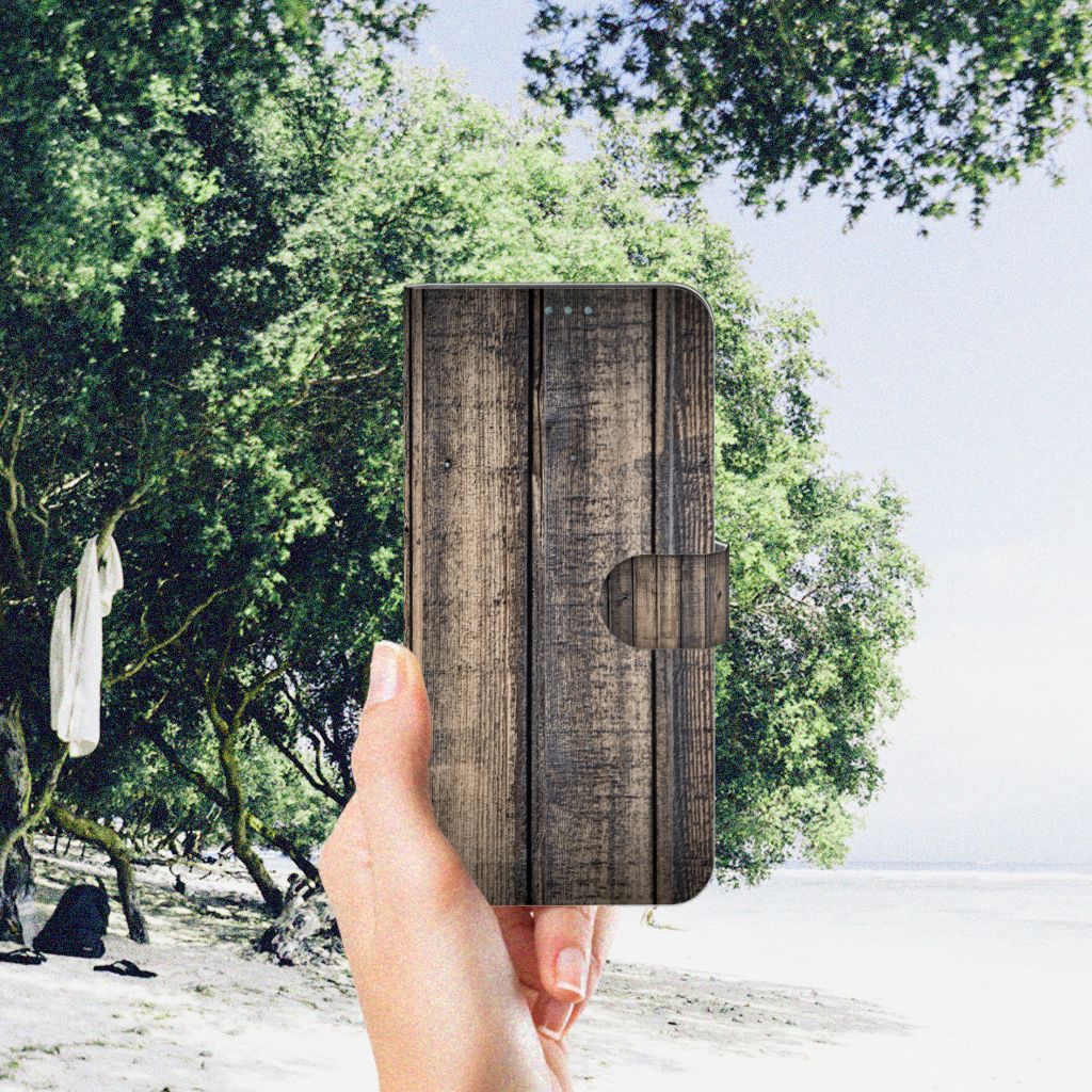 Nokia X10 Nokia X20 Book Style Case Steigerhout houten design hand buiten natuur