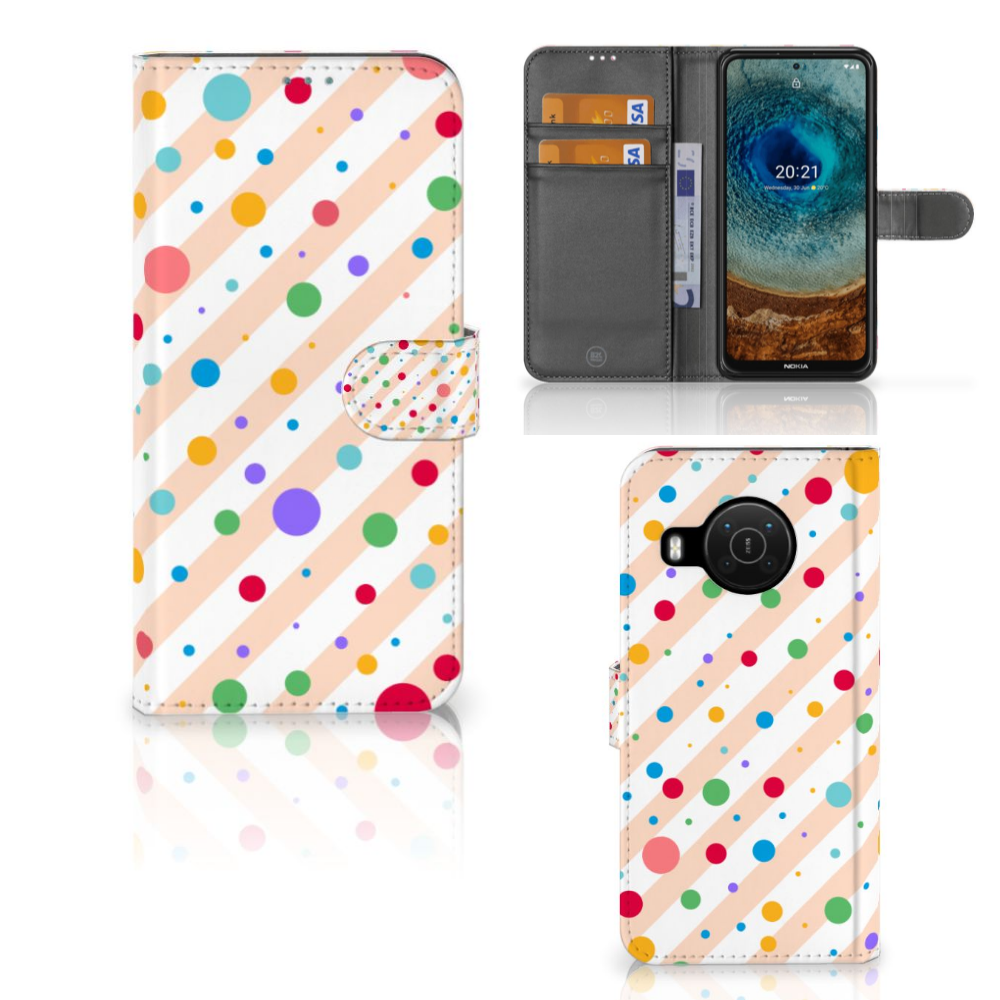 Nokia X10 | Nokia X20 Telefoon Hoesje Dots design Dots aanzicht