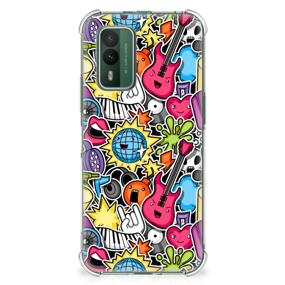 Nokia XR21 Anti Shock Bumper Case Punk Rock design voorkant kleurrijk