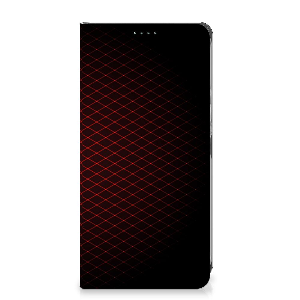 Nokia XR21 Hoesje met Magneet Geruit Rood hoesje geruit ontwerp voorkant