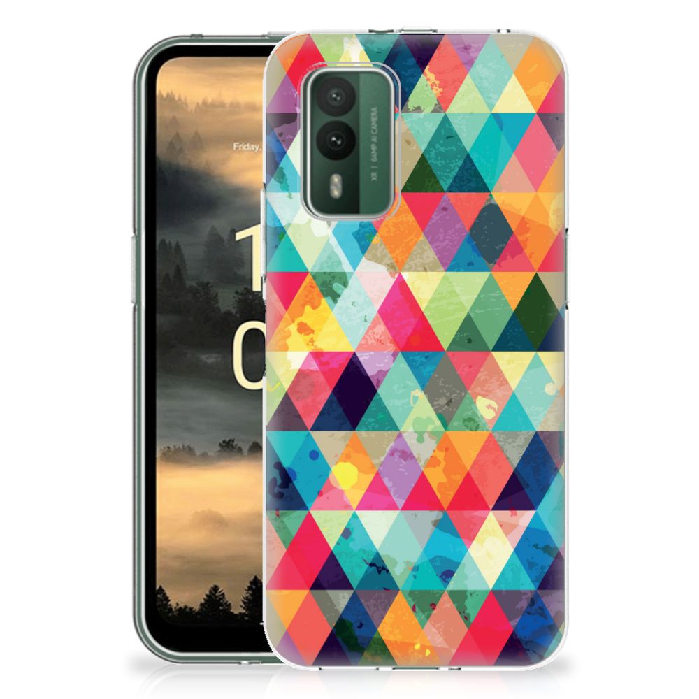 Nokia XR21 TPU bumper Geruit kleuren driehoek design achterkant