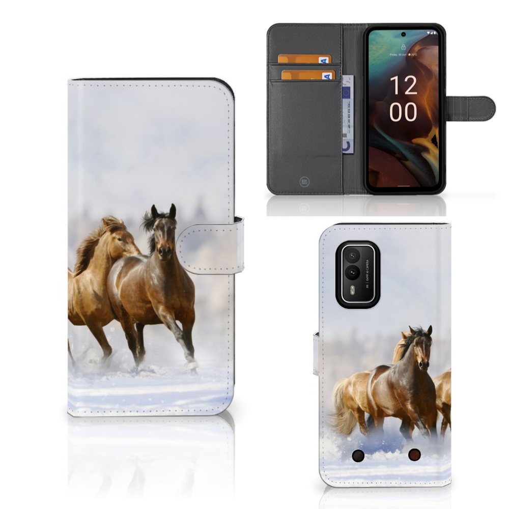 Nokia XR21 Telefoonhoesje met Pasjes Paarden telefoonhoesje paarden leuke design voorkant