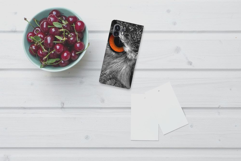 Nothing Phone (2) Hoesje maken Uil uil design bovenaanzicht